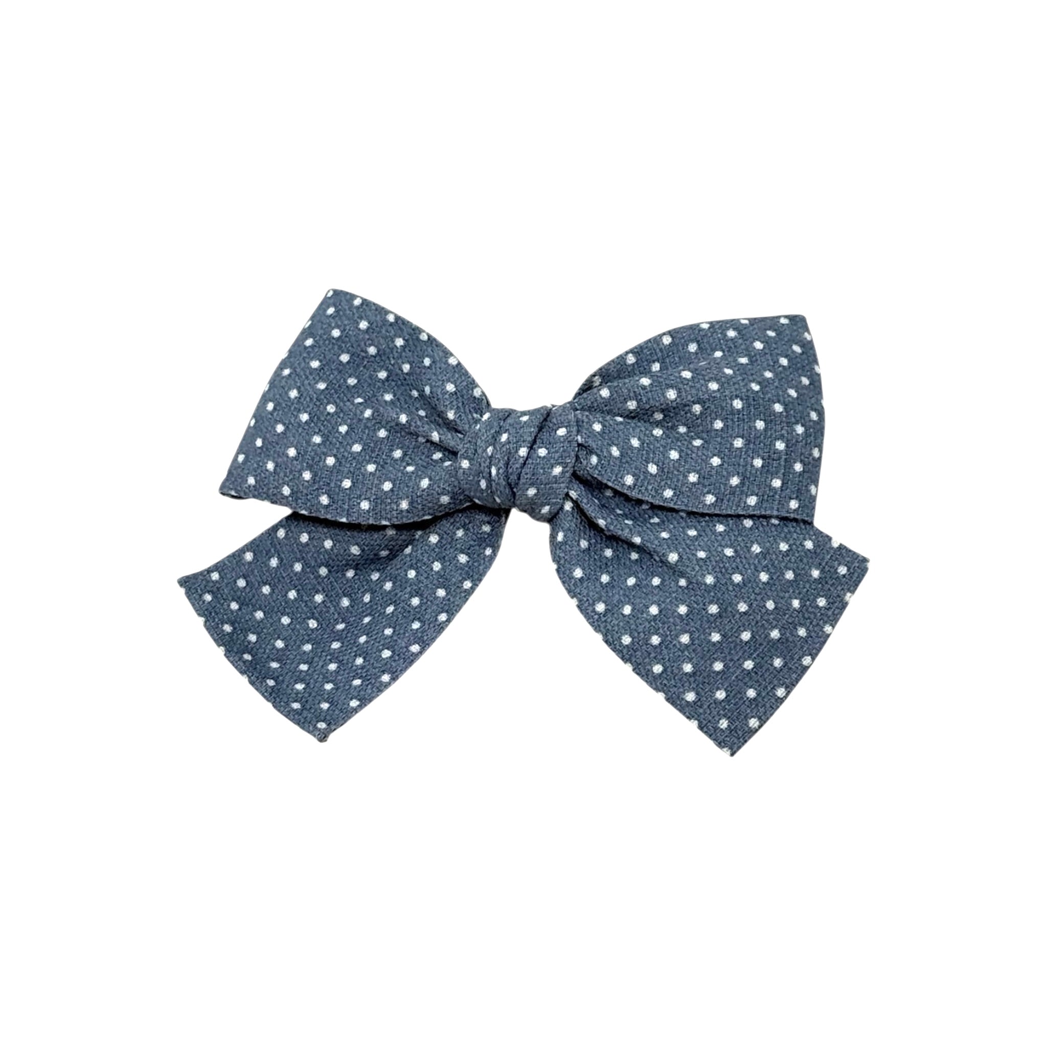 Polka dot blue bow fabric bow