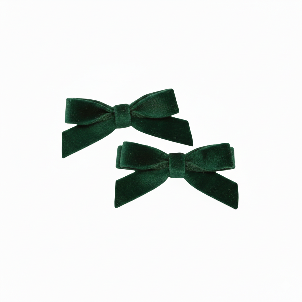 Set of two small velvet bows on clips