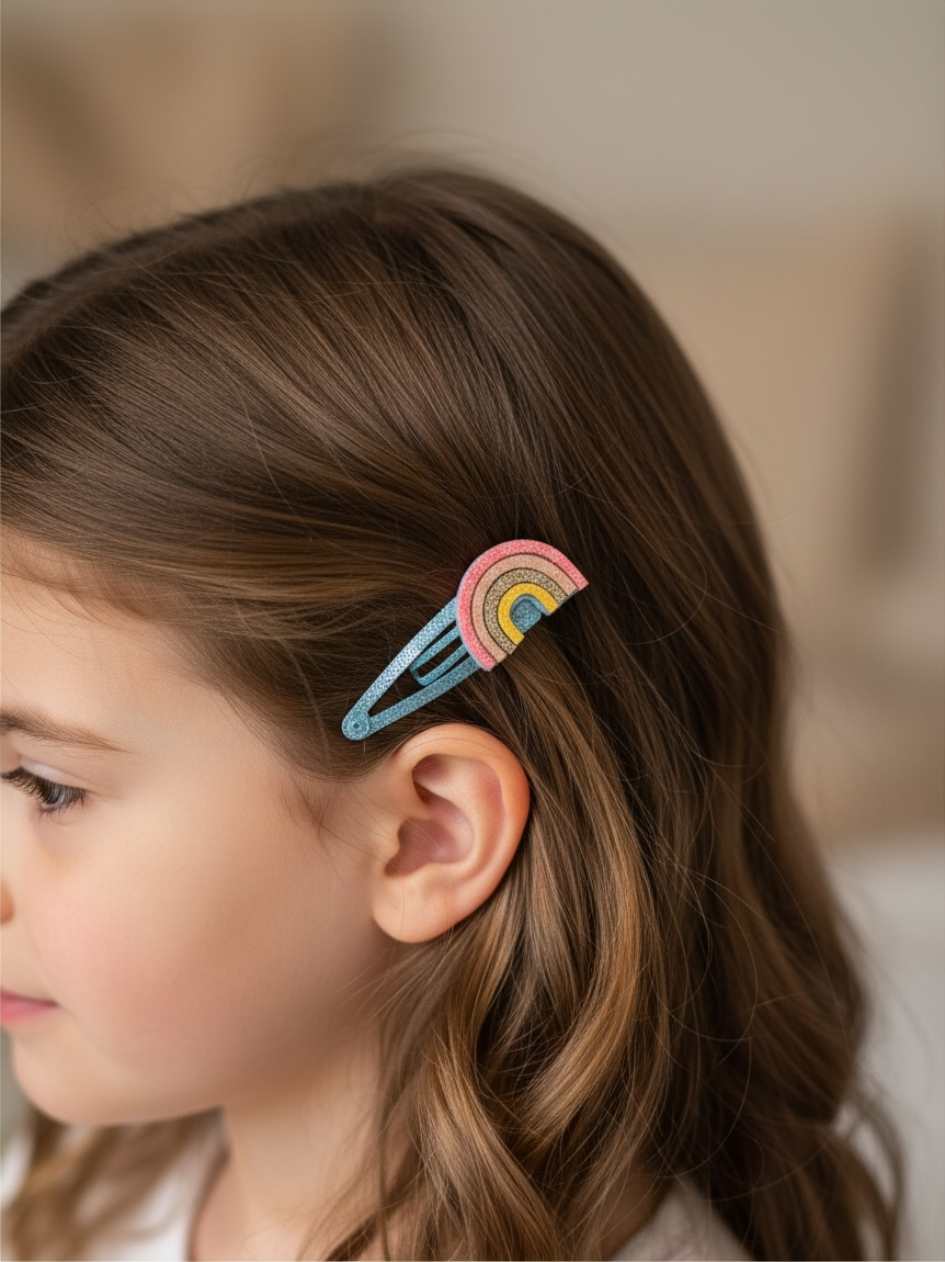 Set of two colourfull rainbows on snap clips