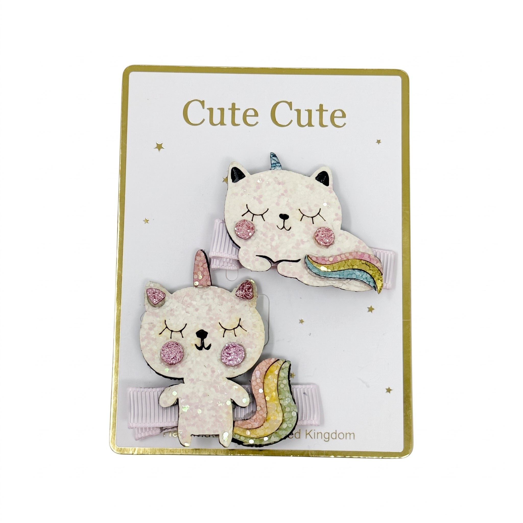 Set of two glitter cats on clips