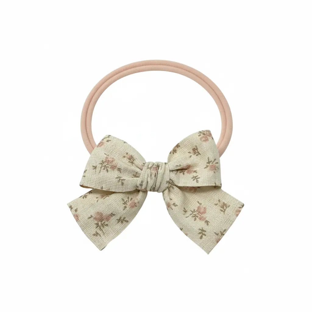 Pink floral bow fabric bow on a headband Cute Cute