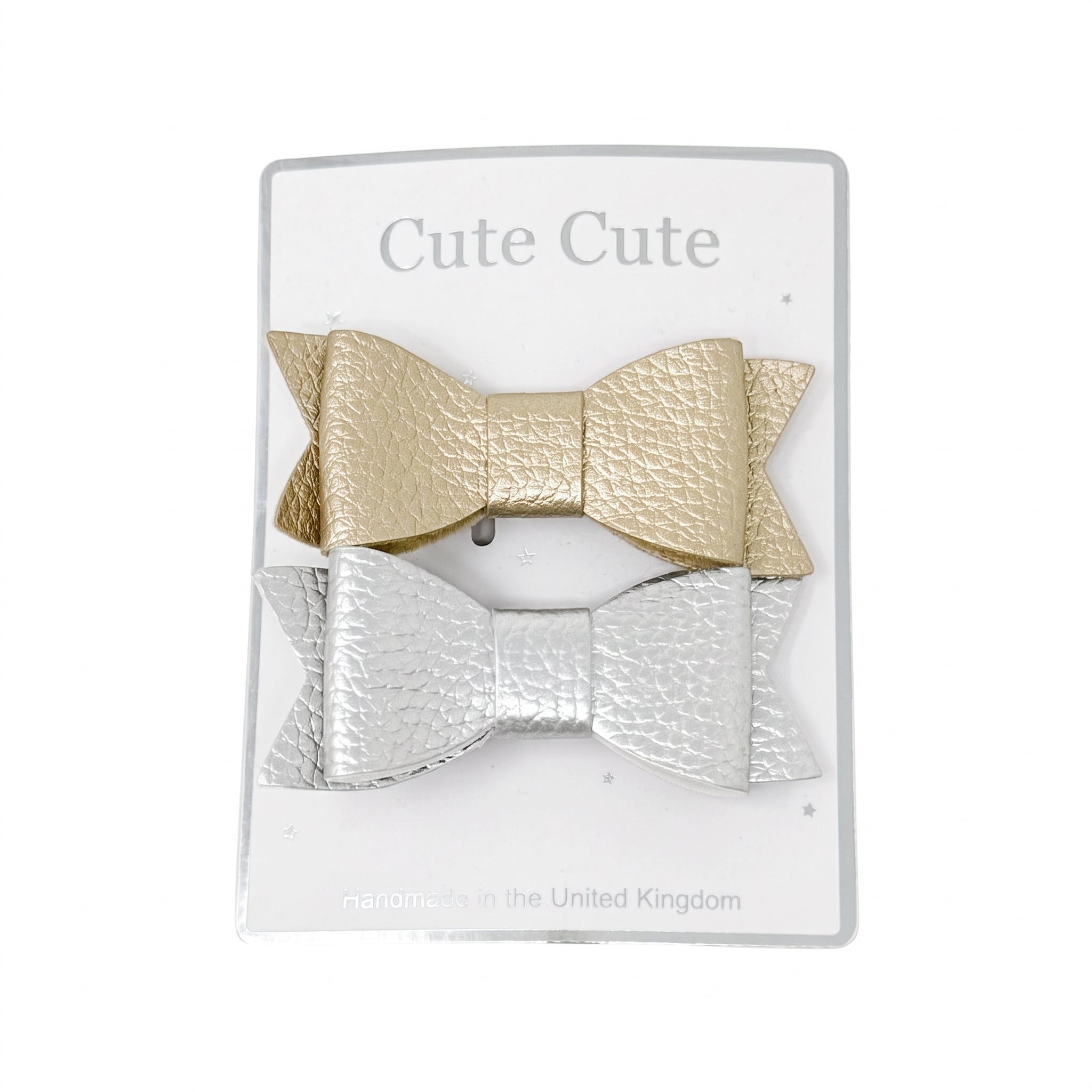 Set of two leatherrete bows on clips