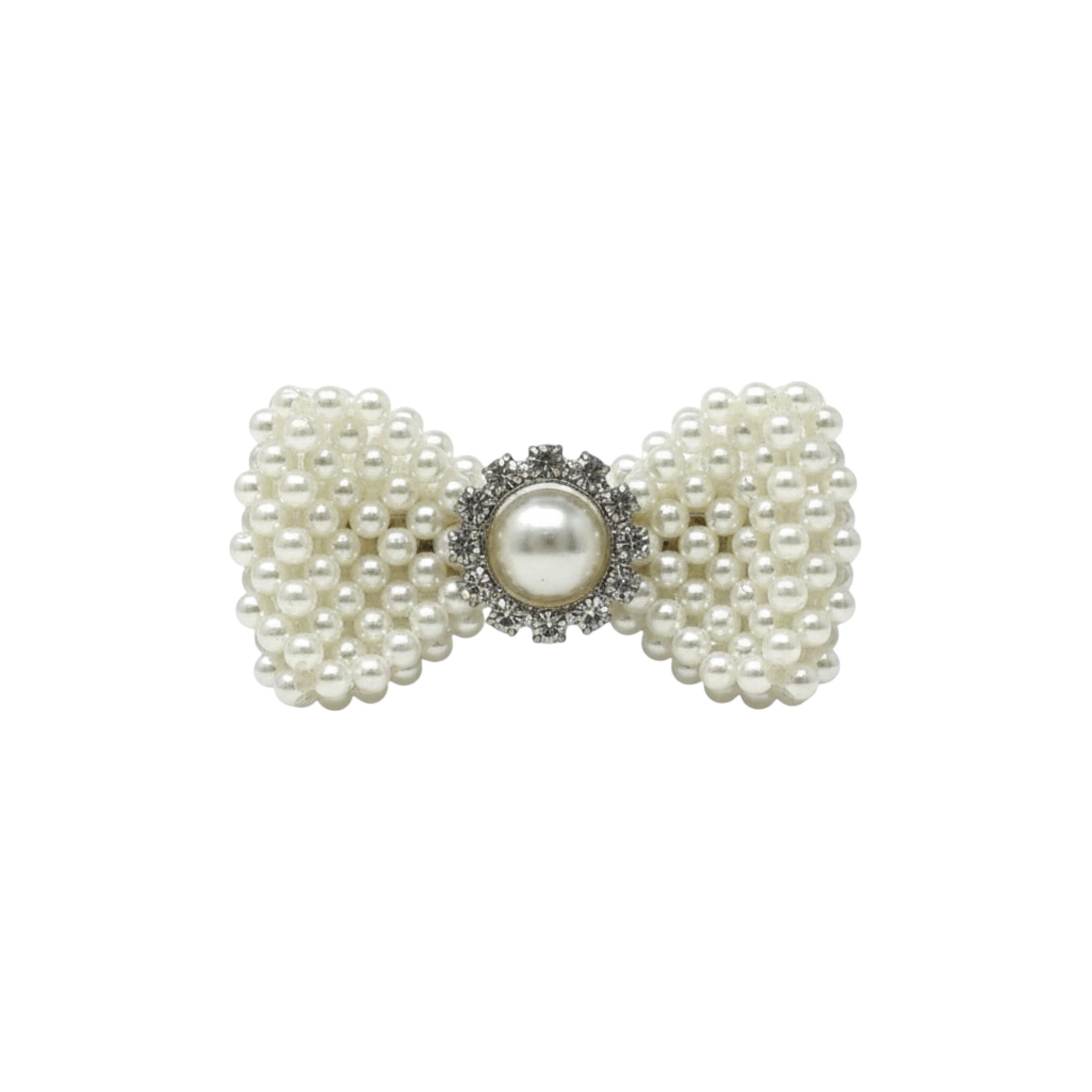Pearl bow with rhinestone on a clip