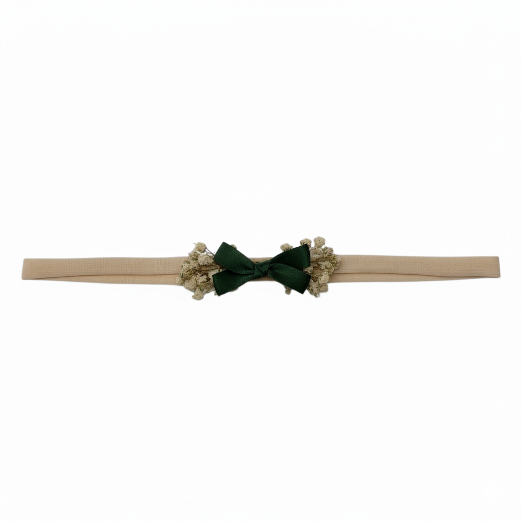 Velvet bow with flowers on a ivory tie back