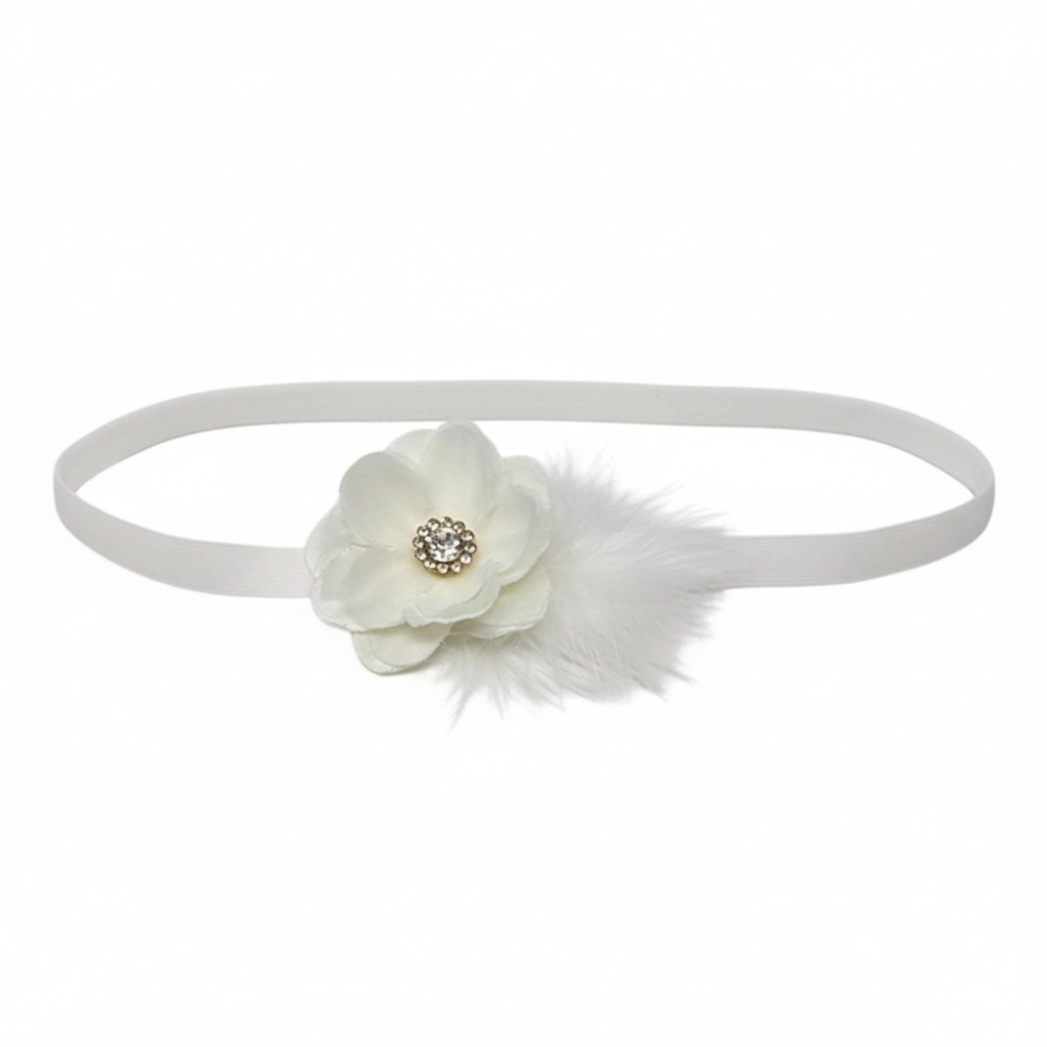 Ivory flower with rhinestone and marabou feathers