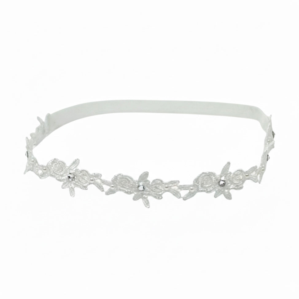 Off white flower trim on a headband