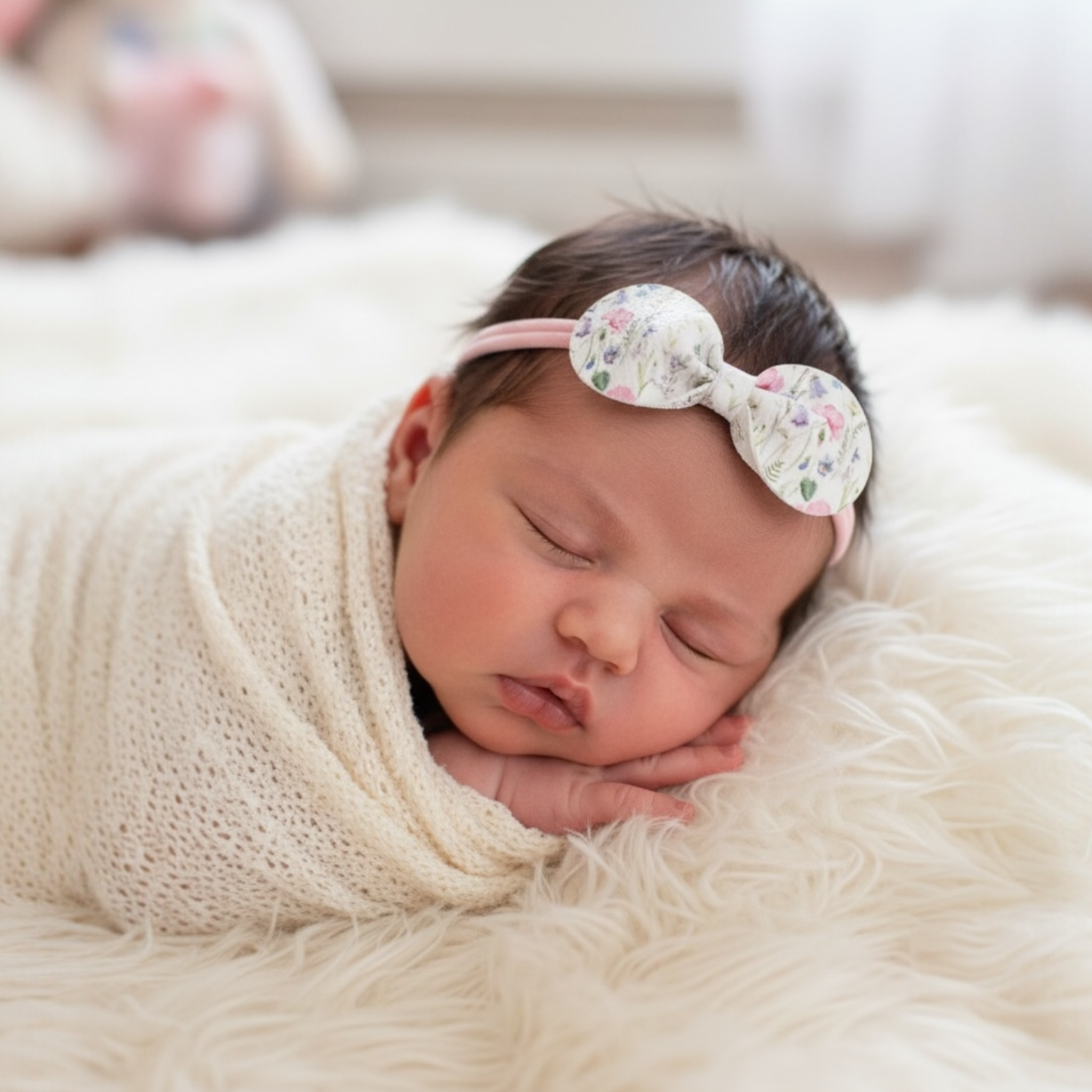 Floral leatherette bow on a headband