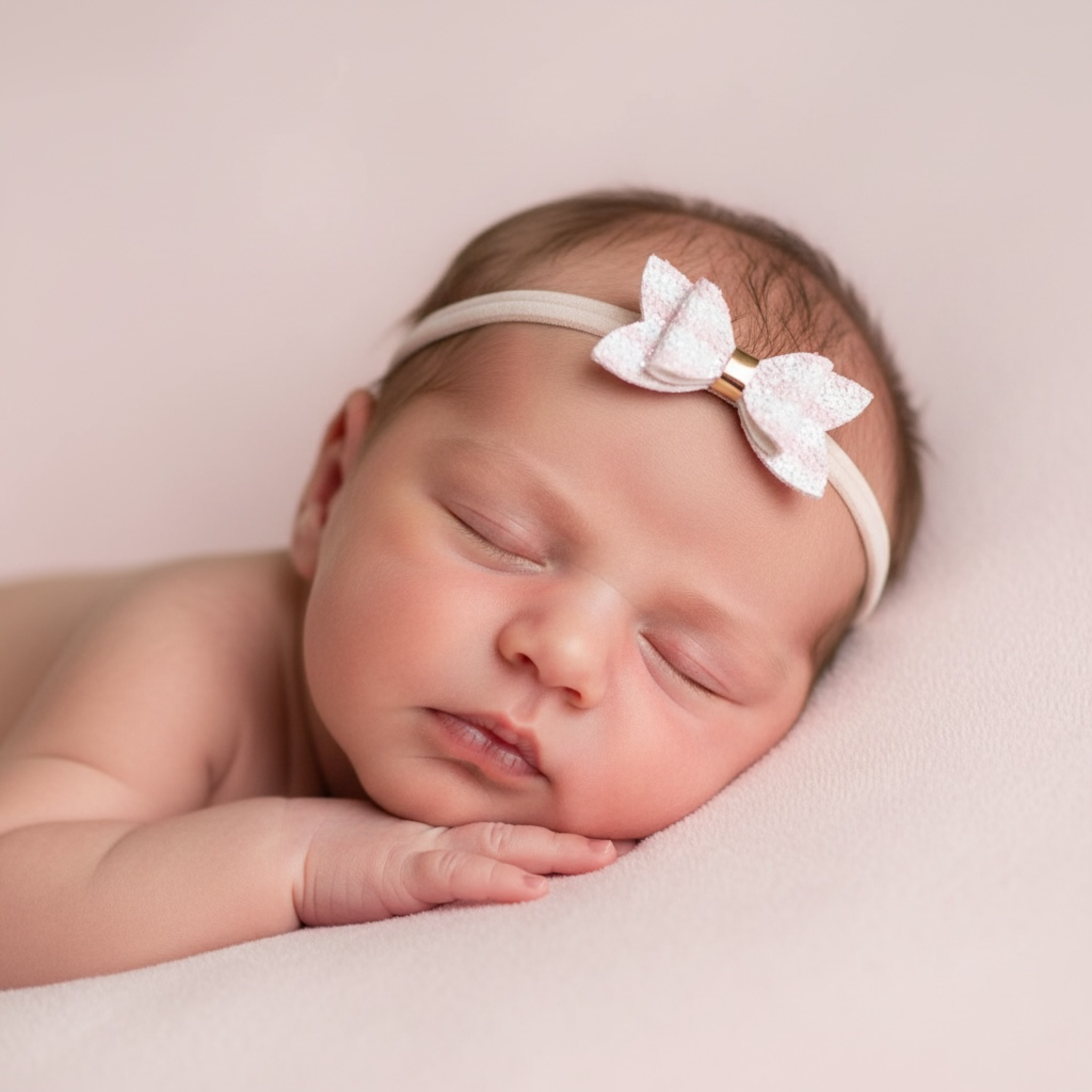 Stripy pink glitter bow