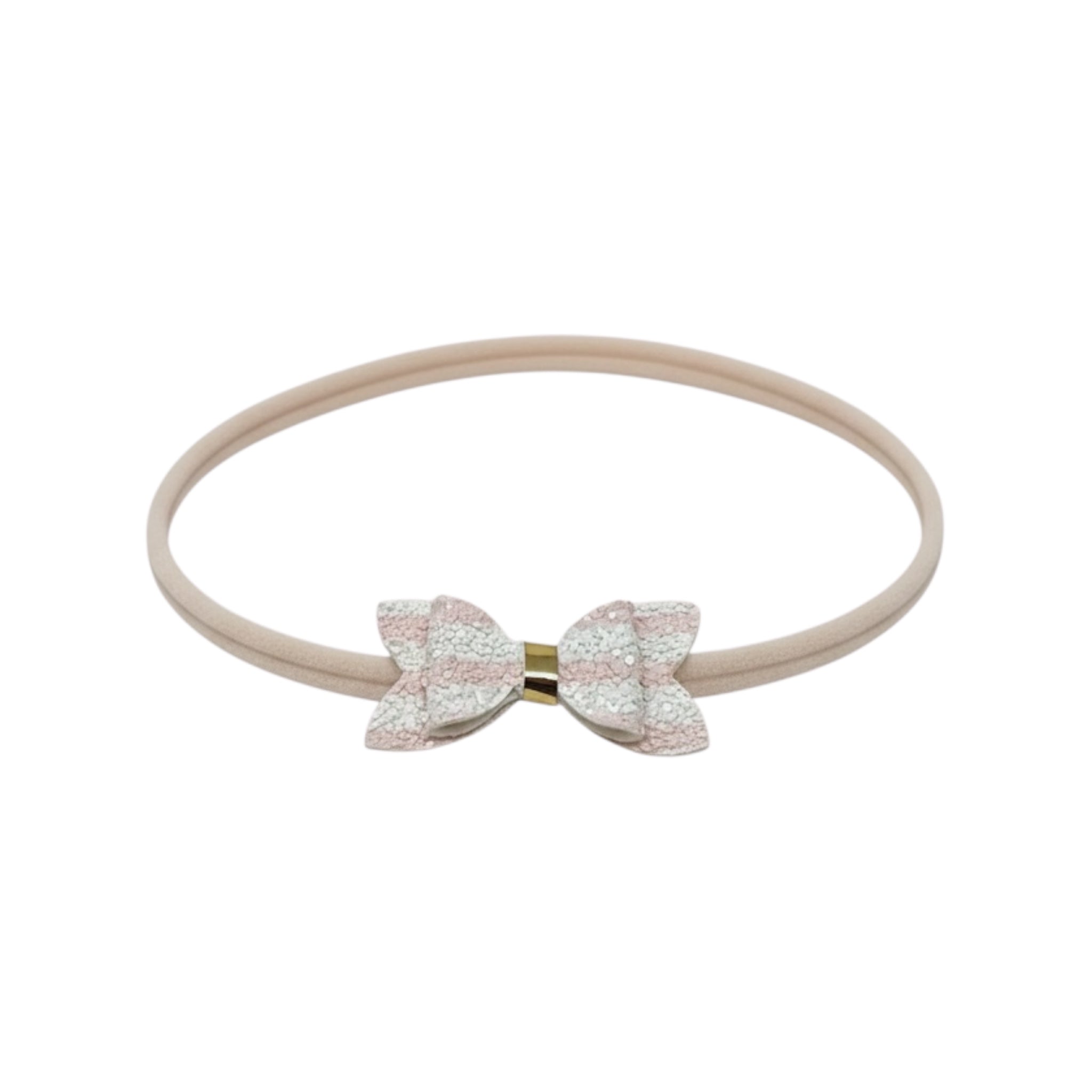 Stripy pink glitter bow