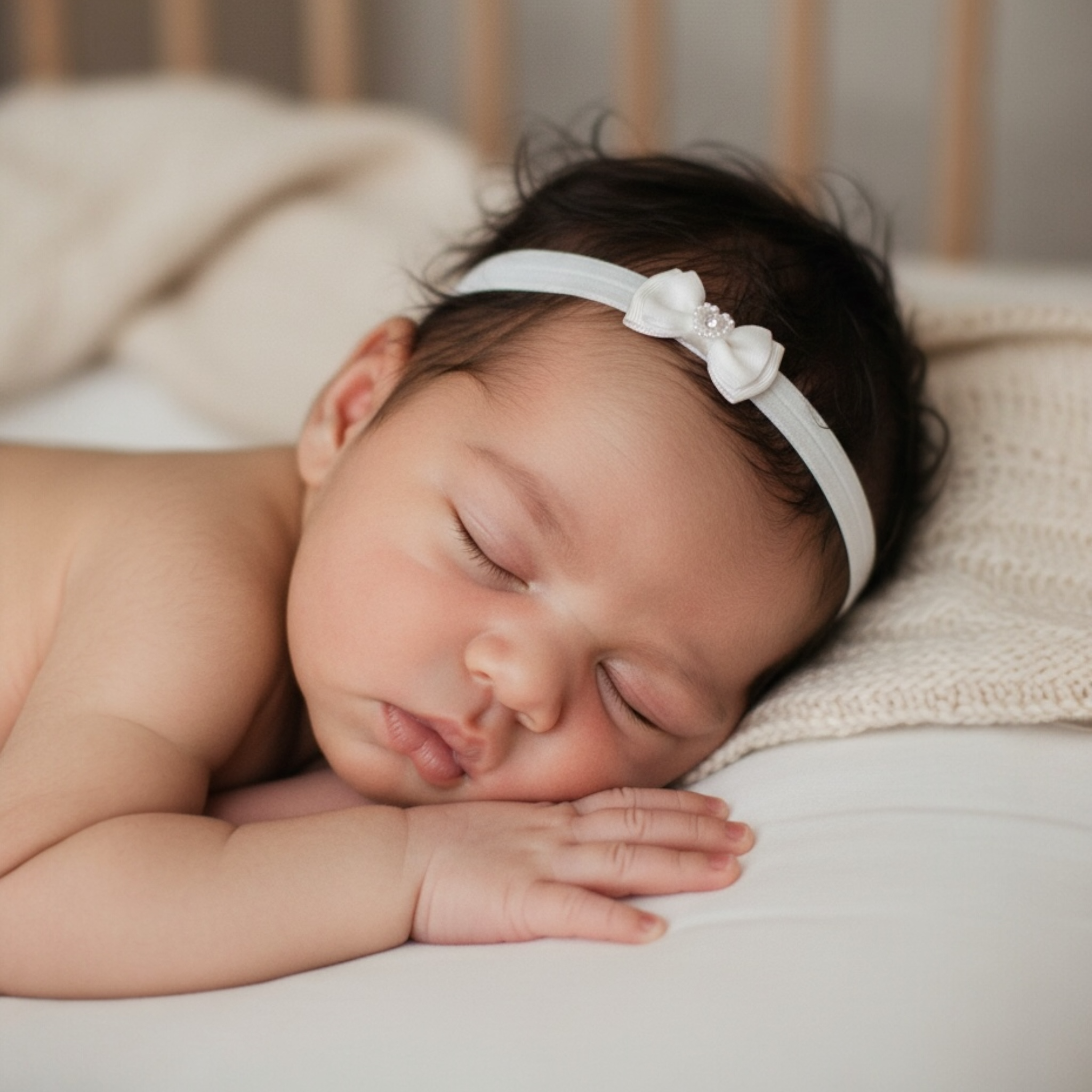 Chiffon bow with pearl heart