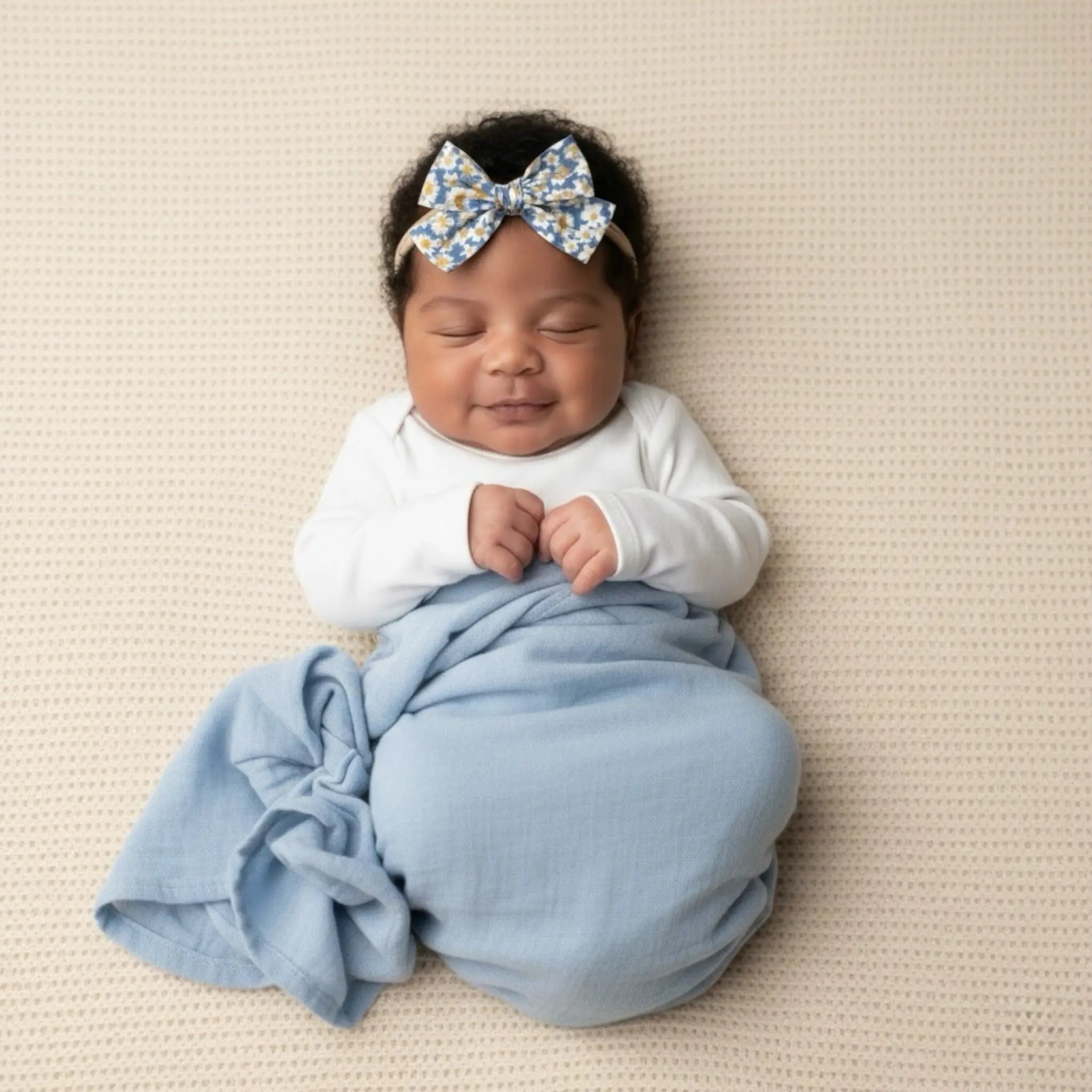 Blue and yellow floral fabric bow on a headband Cute Cute