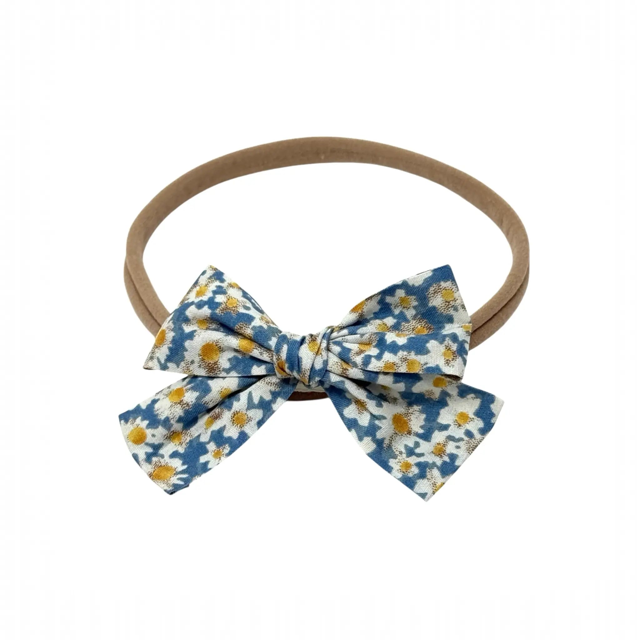 Blue and yellow floral fabric bow on a headband Cute Cute