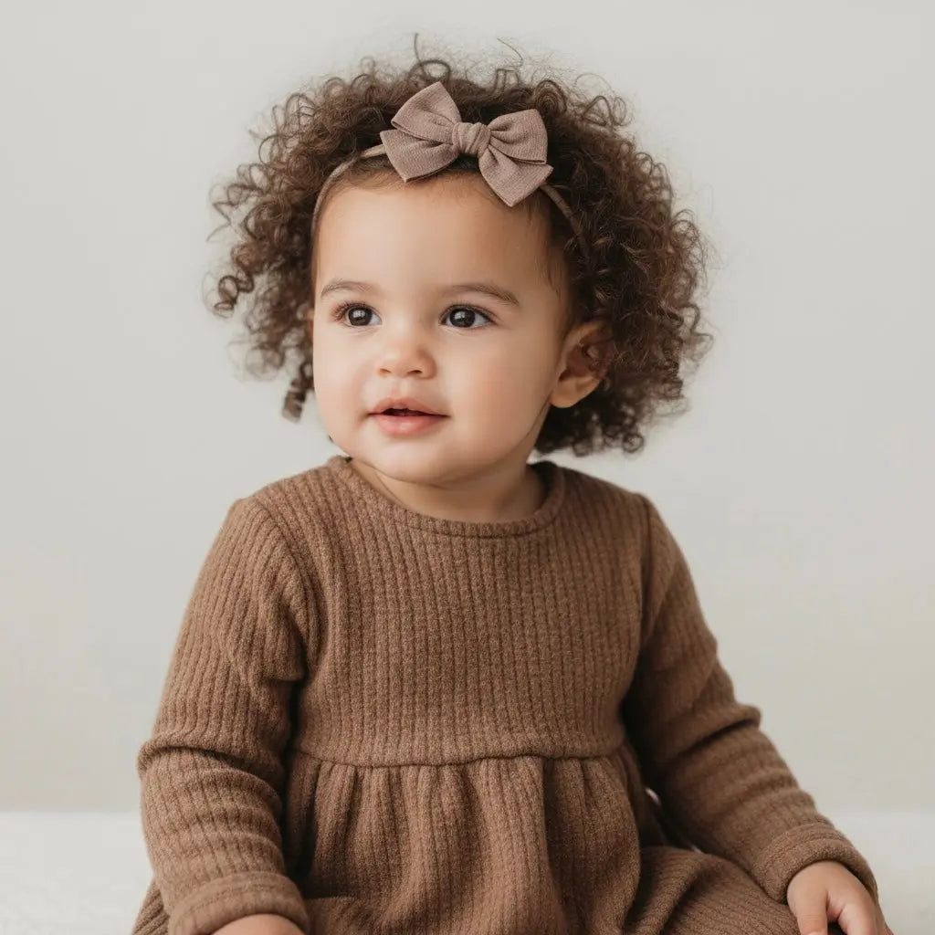 Brown fabric bow on a headband Cute Cute