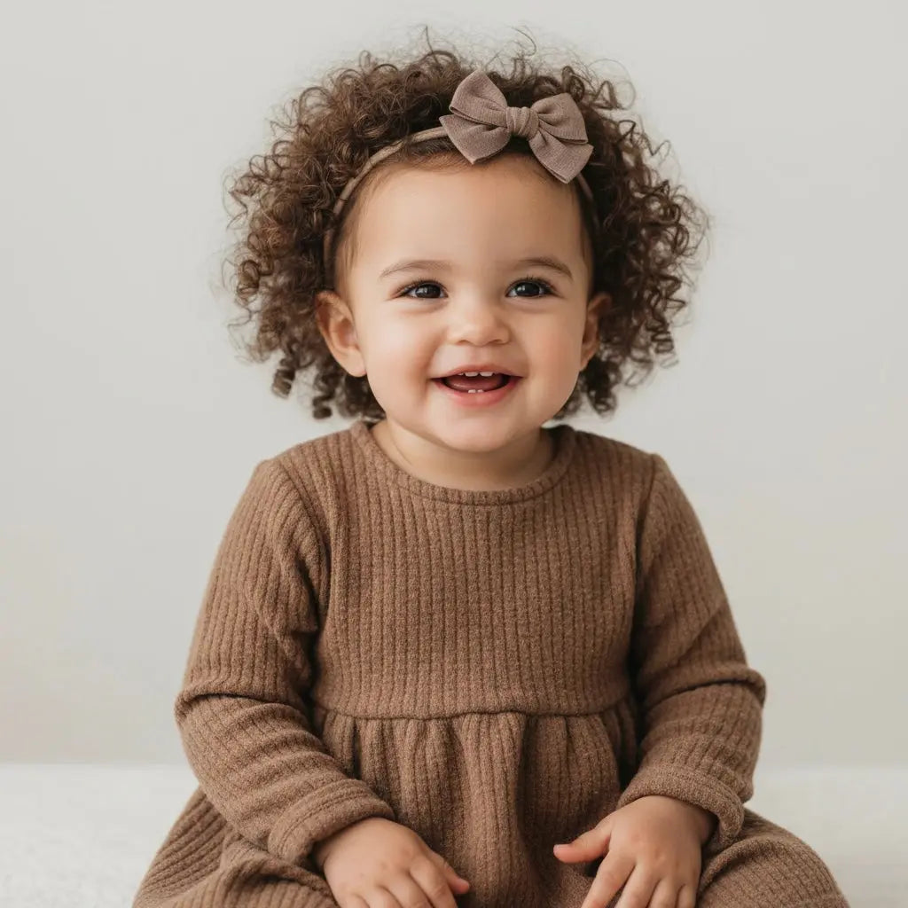 Brown fabric bow on a headband Cute Cute