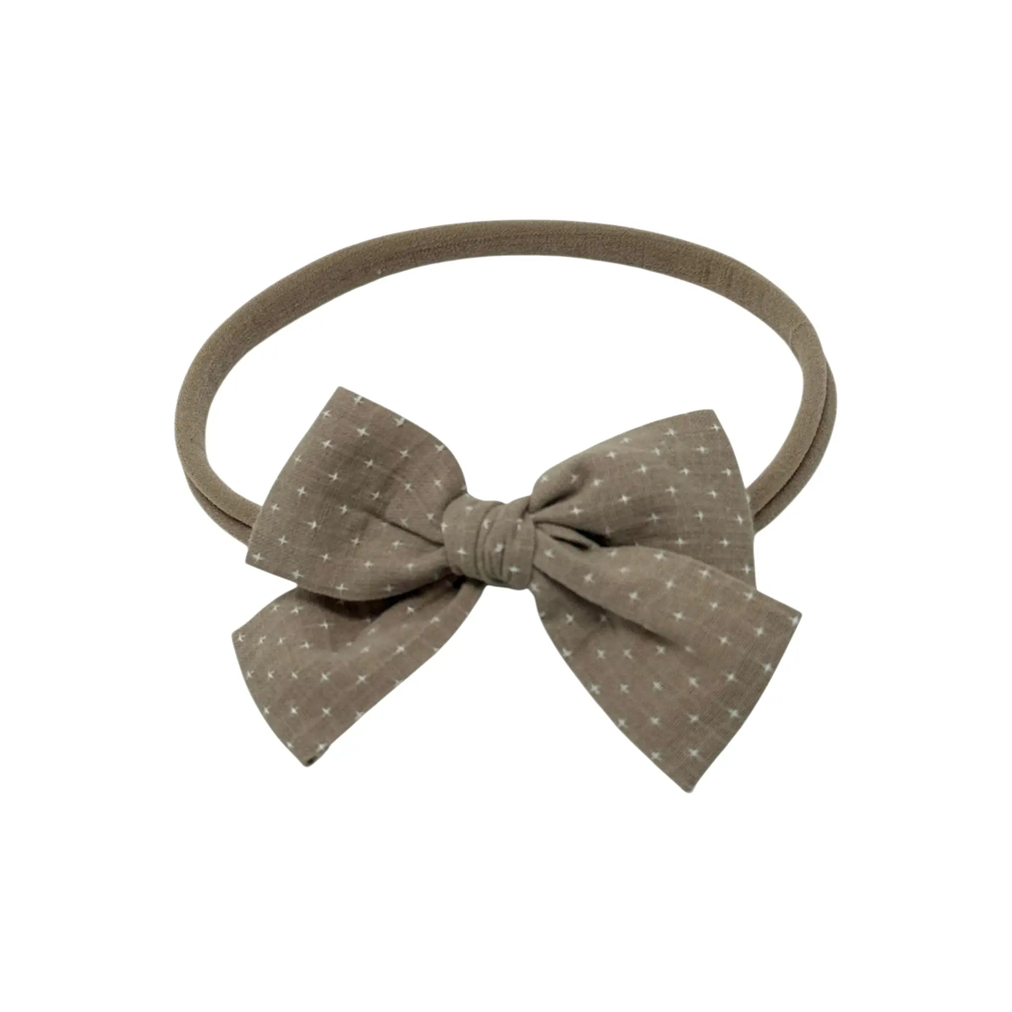 Brown and off white fabric bow on a headband Cute Cute