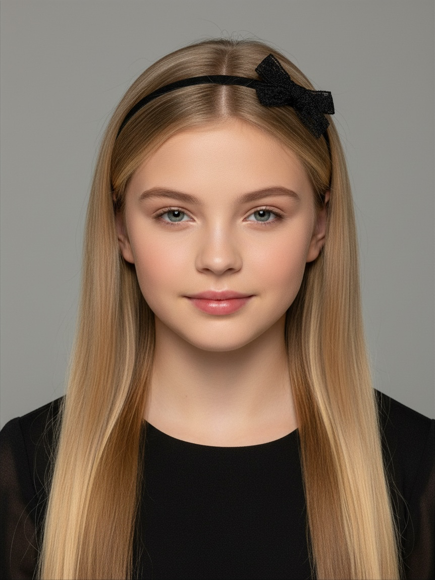 Black lace bow on a soft headband