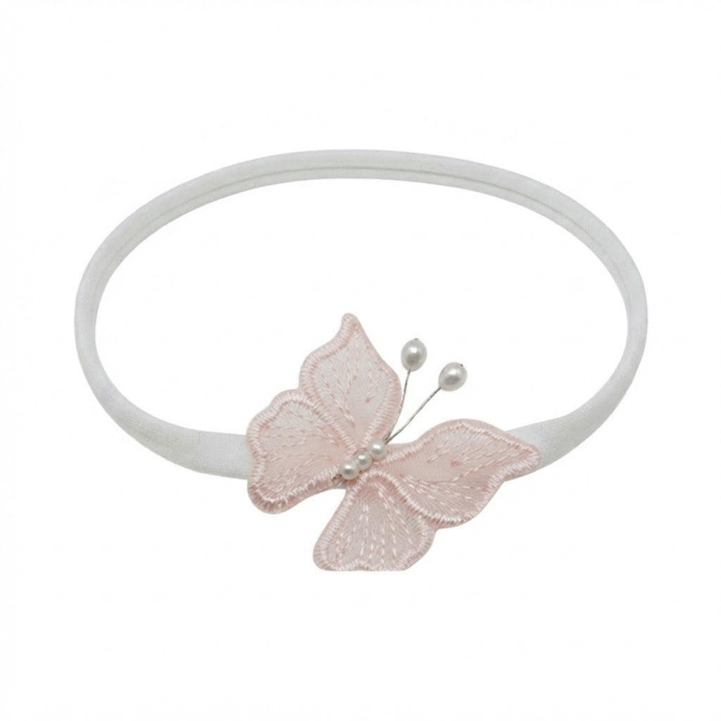 Embroidered butterfly on a soft elastic headband