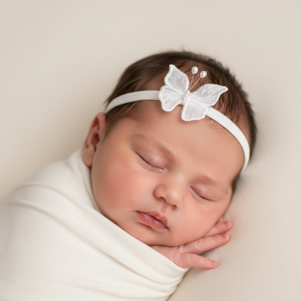 Embroidered butterfly on a soft elastic headband