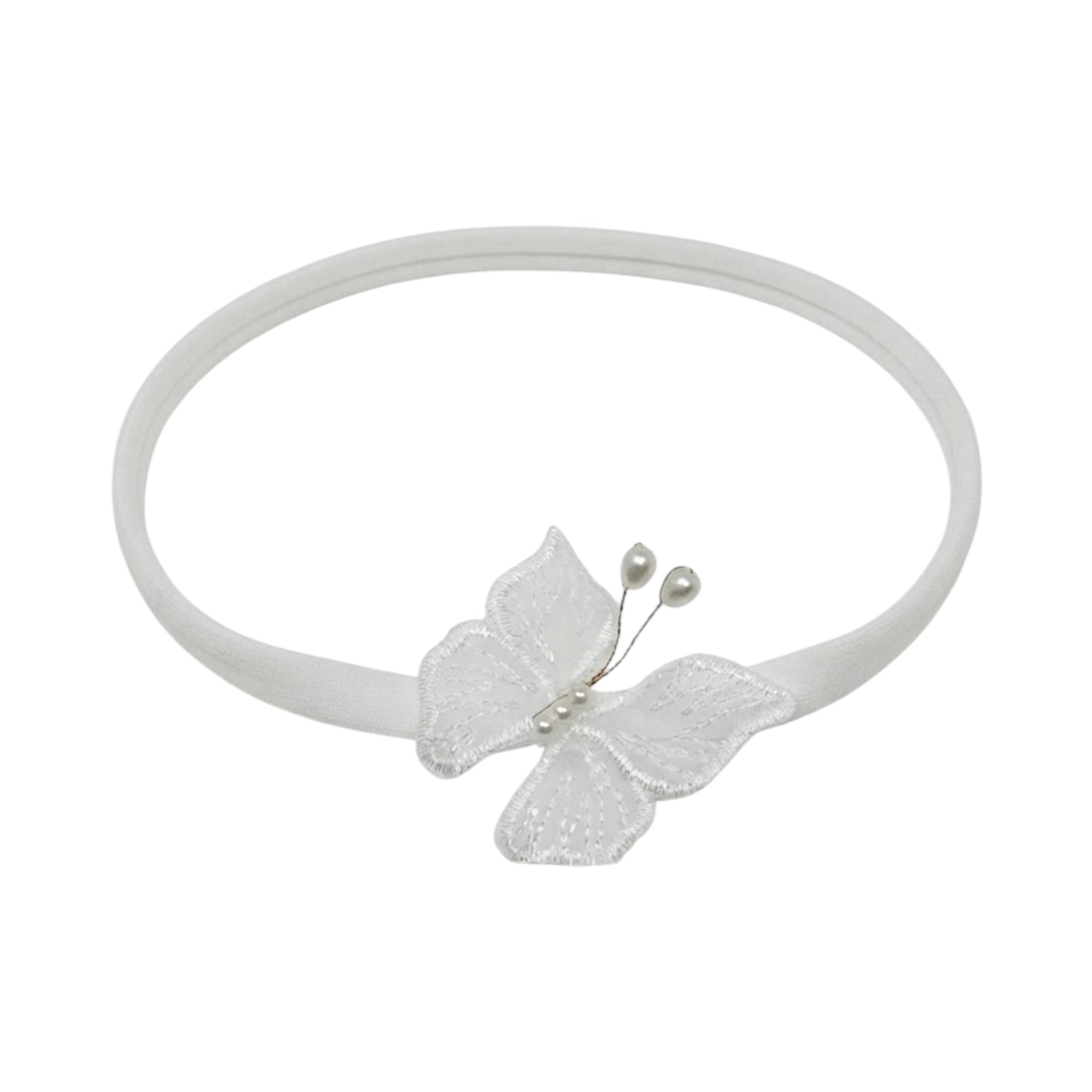 Embroidered butterfly on a soft elastic headband