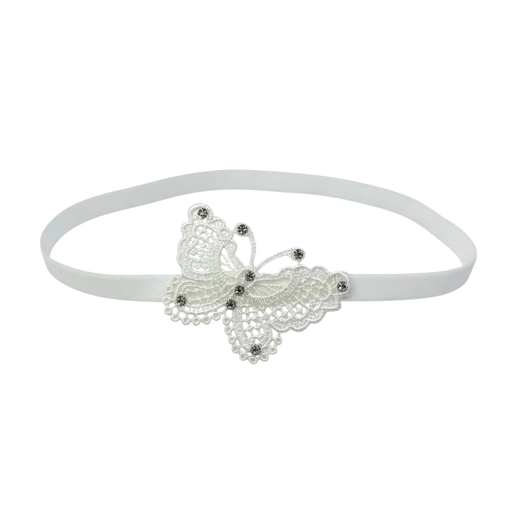 Off white lace butterfly with Swarovski crystals