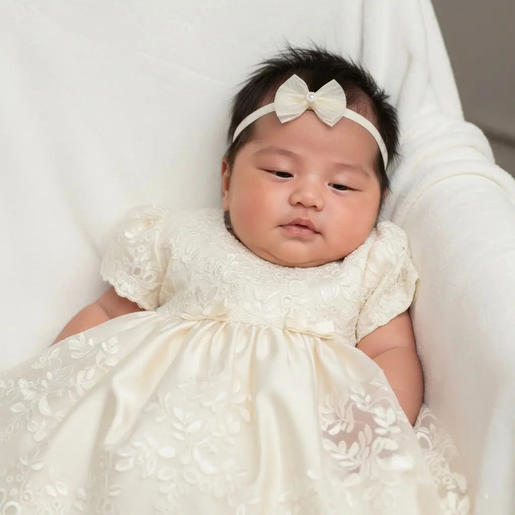 Ivory bow with pearl on a headband Cute Cute