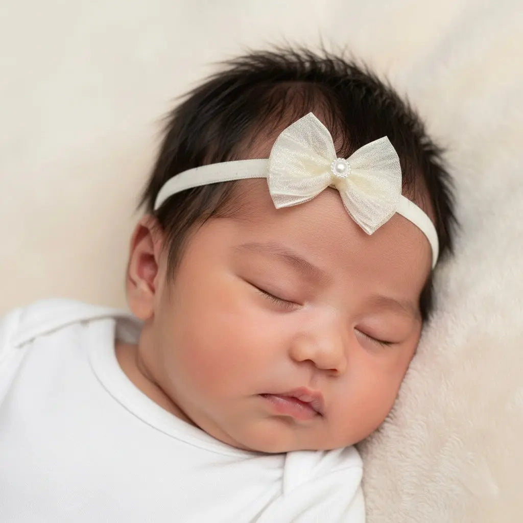 Ivory bow with pearl on a headband Cute Cute