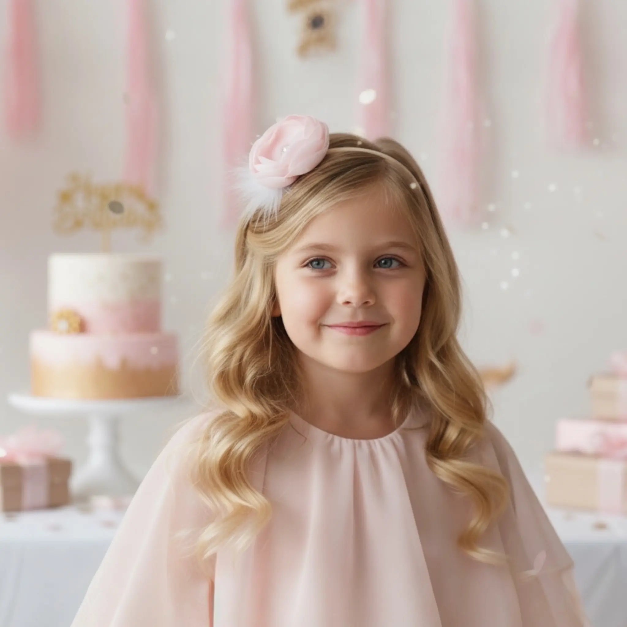 Layared pink flower with feather and netting Cute Cute