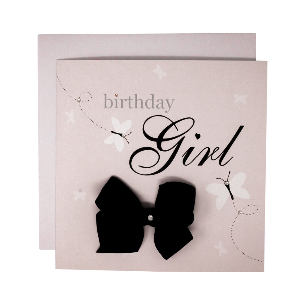 Birthday Girl- greeting card with a hair bow