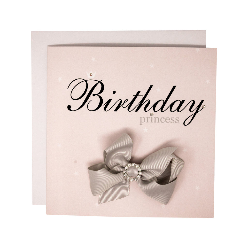 Birthday Princess- greeting card with a hair bow