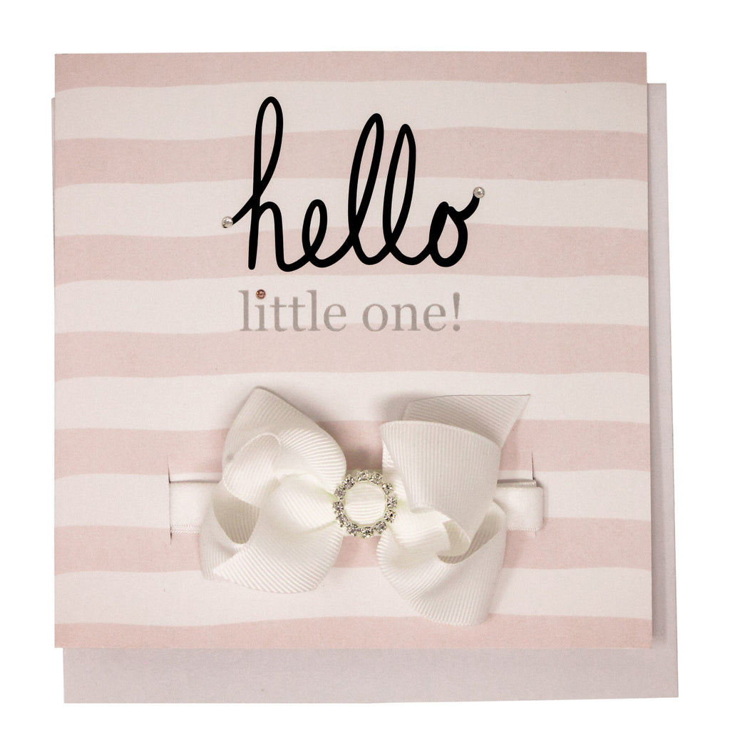 Hello Little One- greeting card with a headband