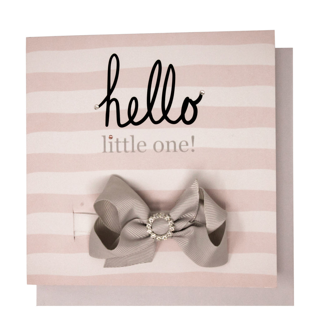 Hello Little One- greeting card with a headband