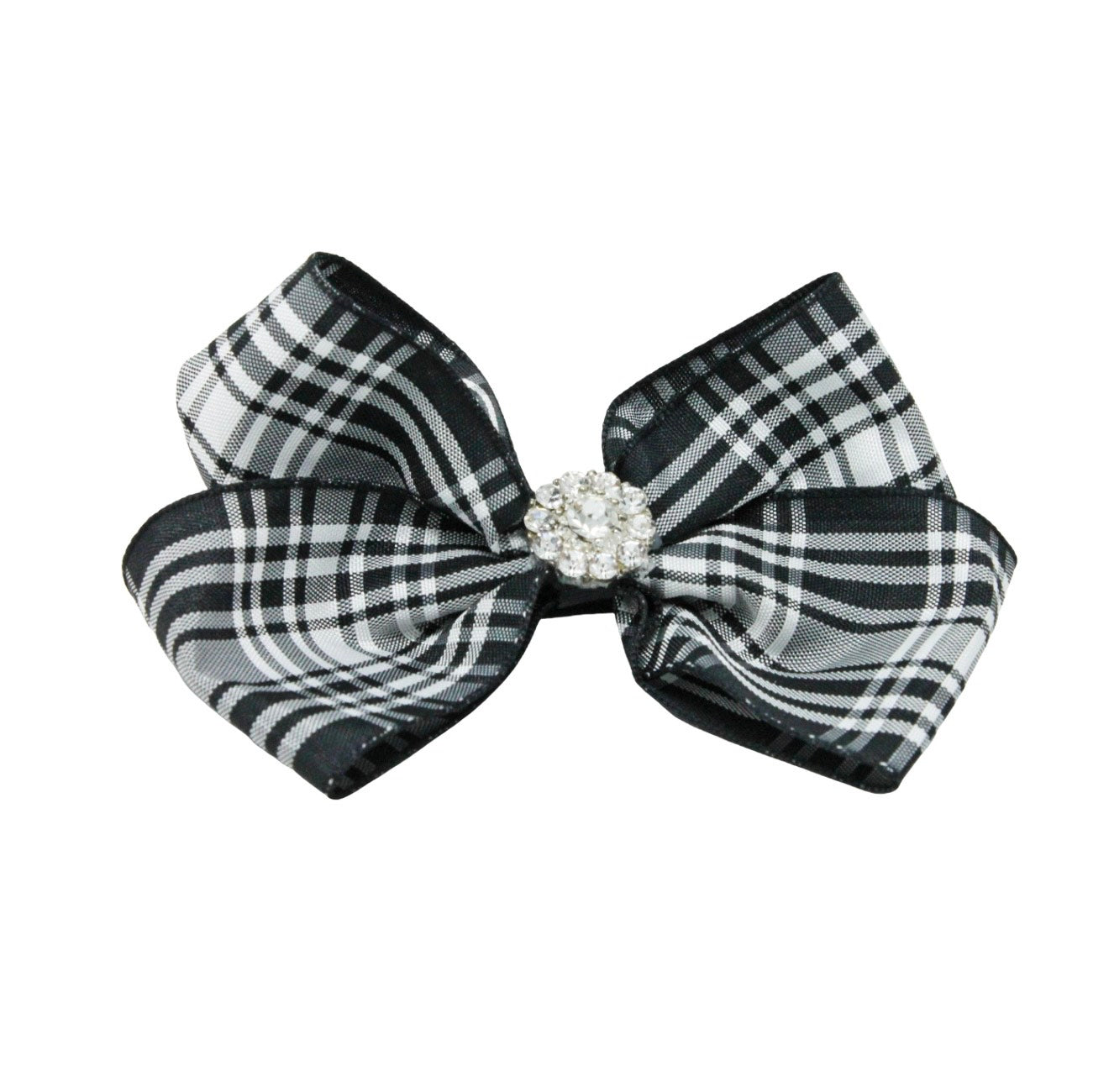 Checked black and white bow