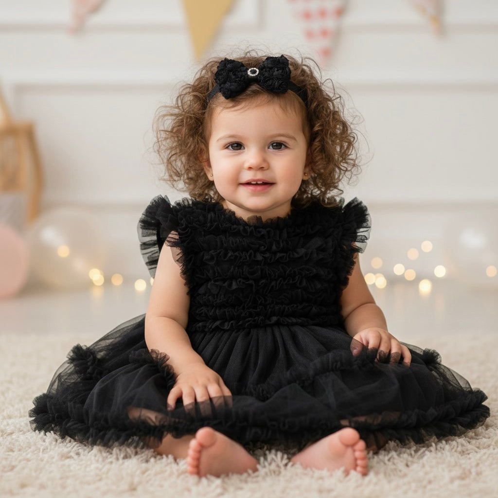 Chiffon black bow on a headband