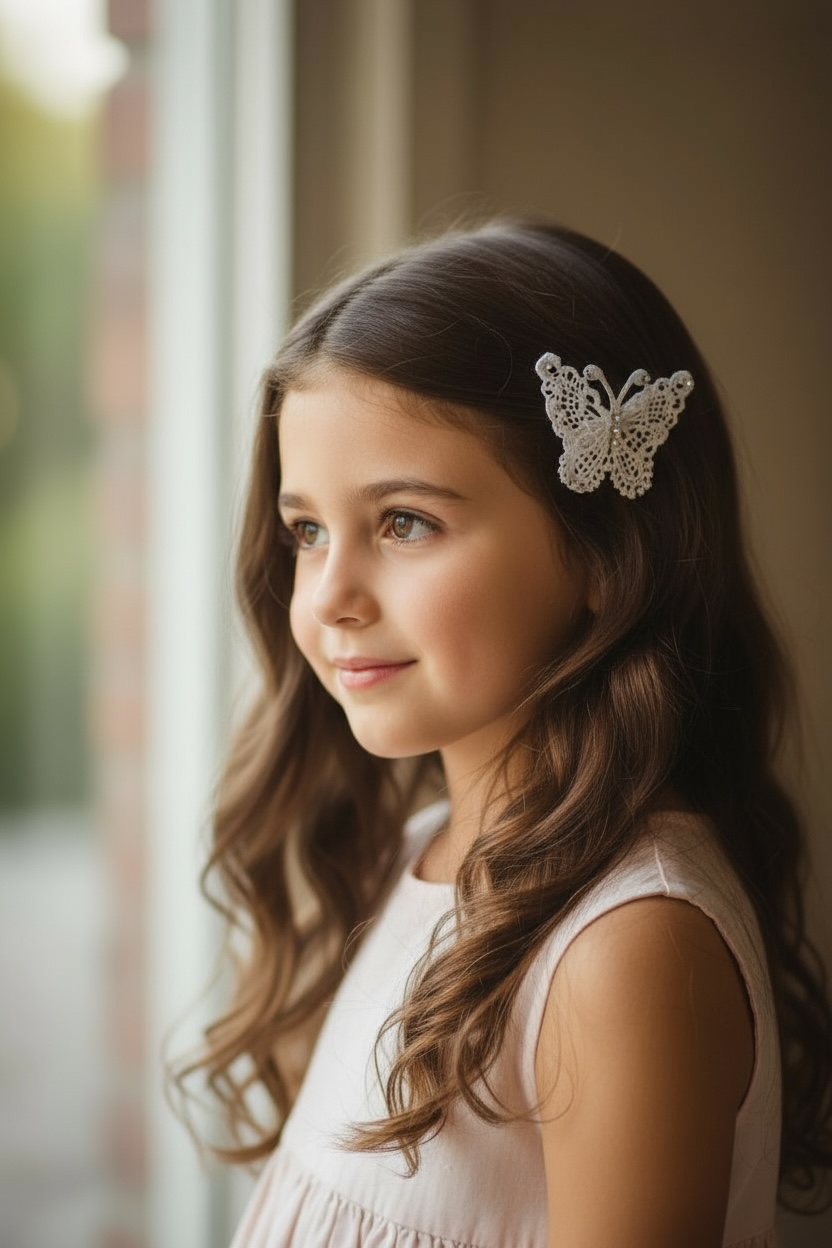 Lace butterfly with Swarovski diamante clip.