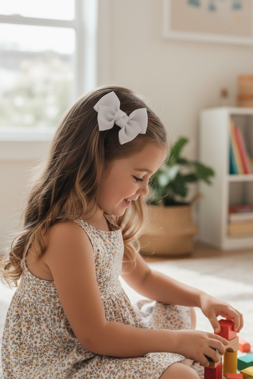 Everyday grosgrain double large bow with knot on a clip