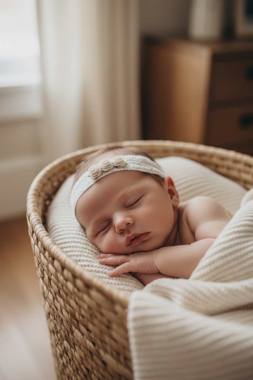 Off white lace headband with three mulberry roses in ivory