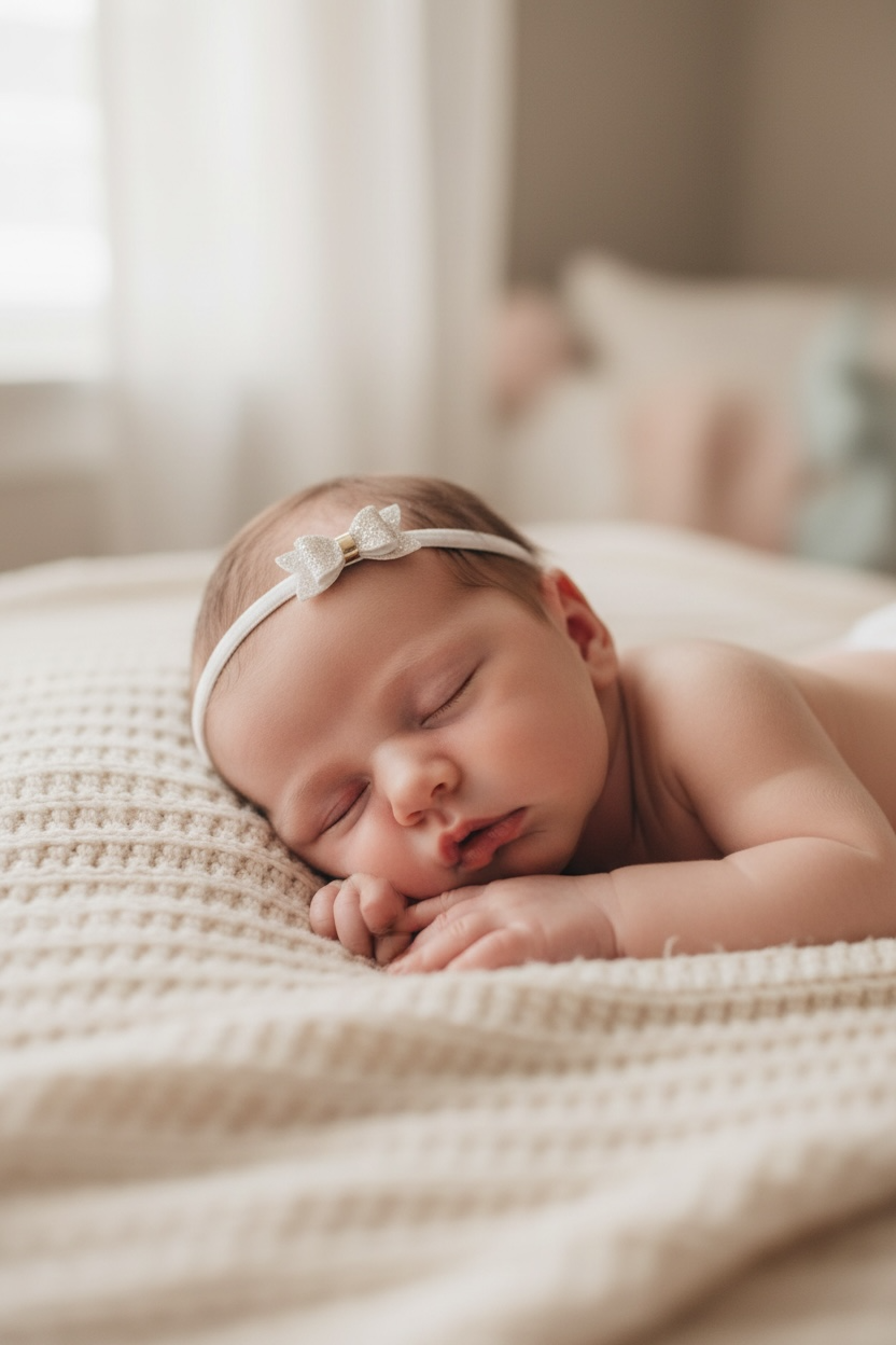 Blush pink bow on a soft elastic headband