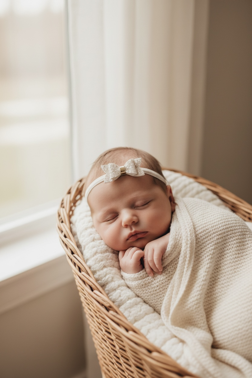 Blush pink bow on a soft elastic headband