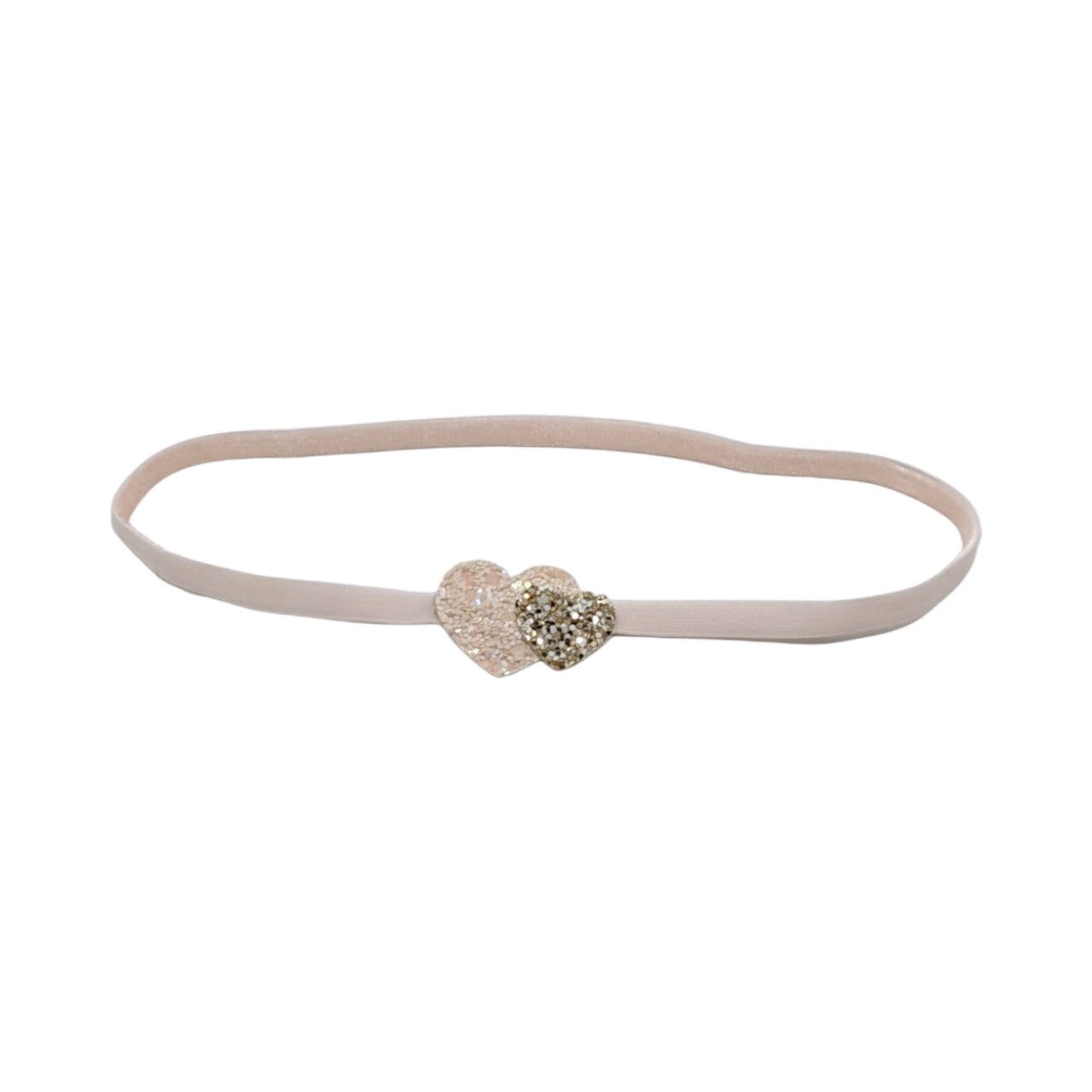 Two little cute hearts on a soft elastic headband