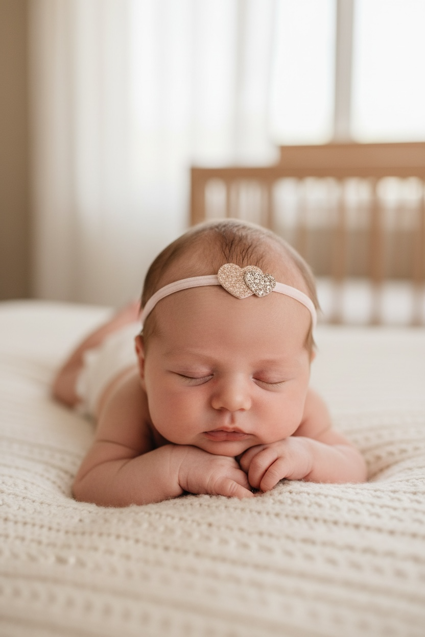 Two little cute hearts on a soft elastic headband