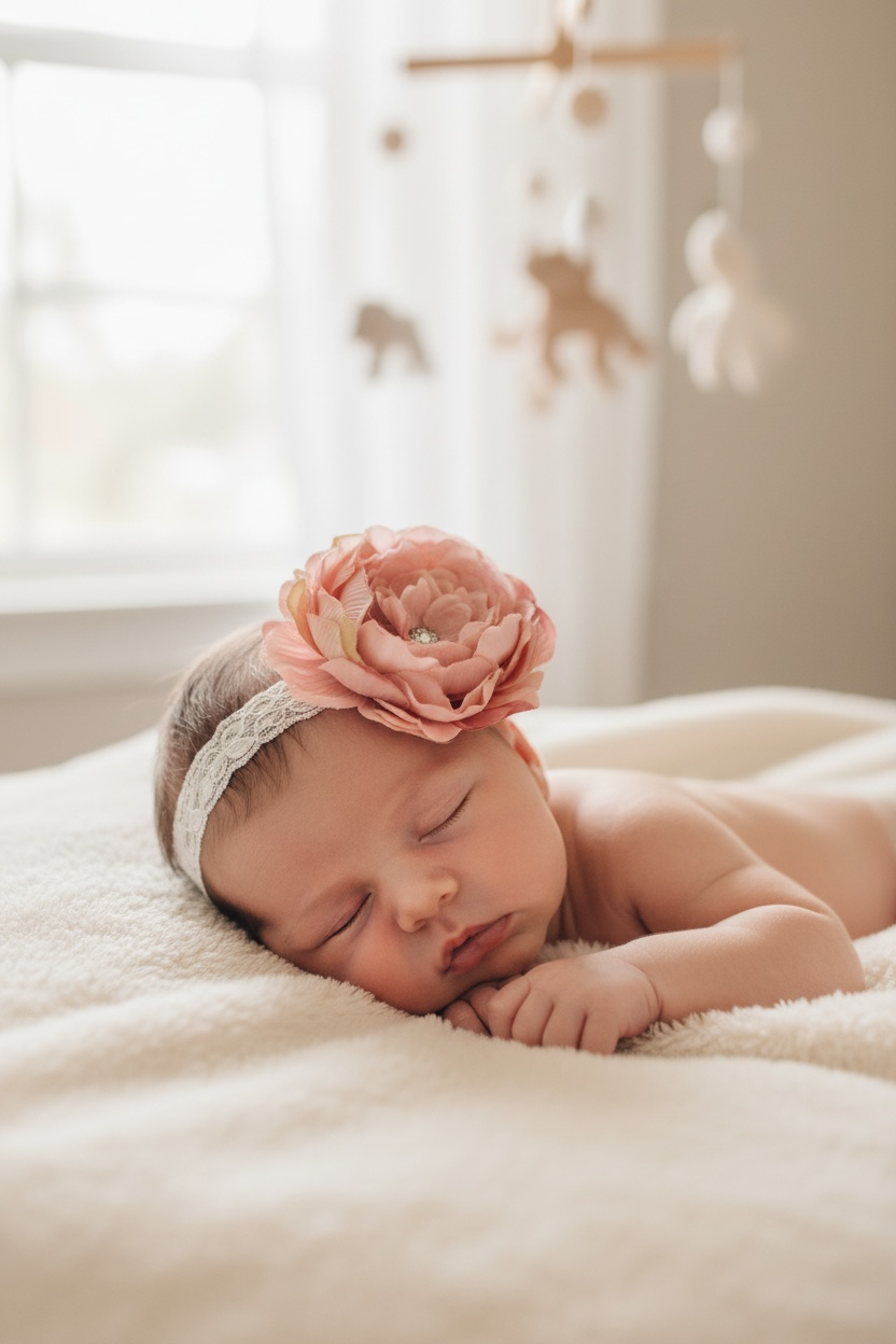 Two toned pink flower with rhinestone on a lace