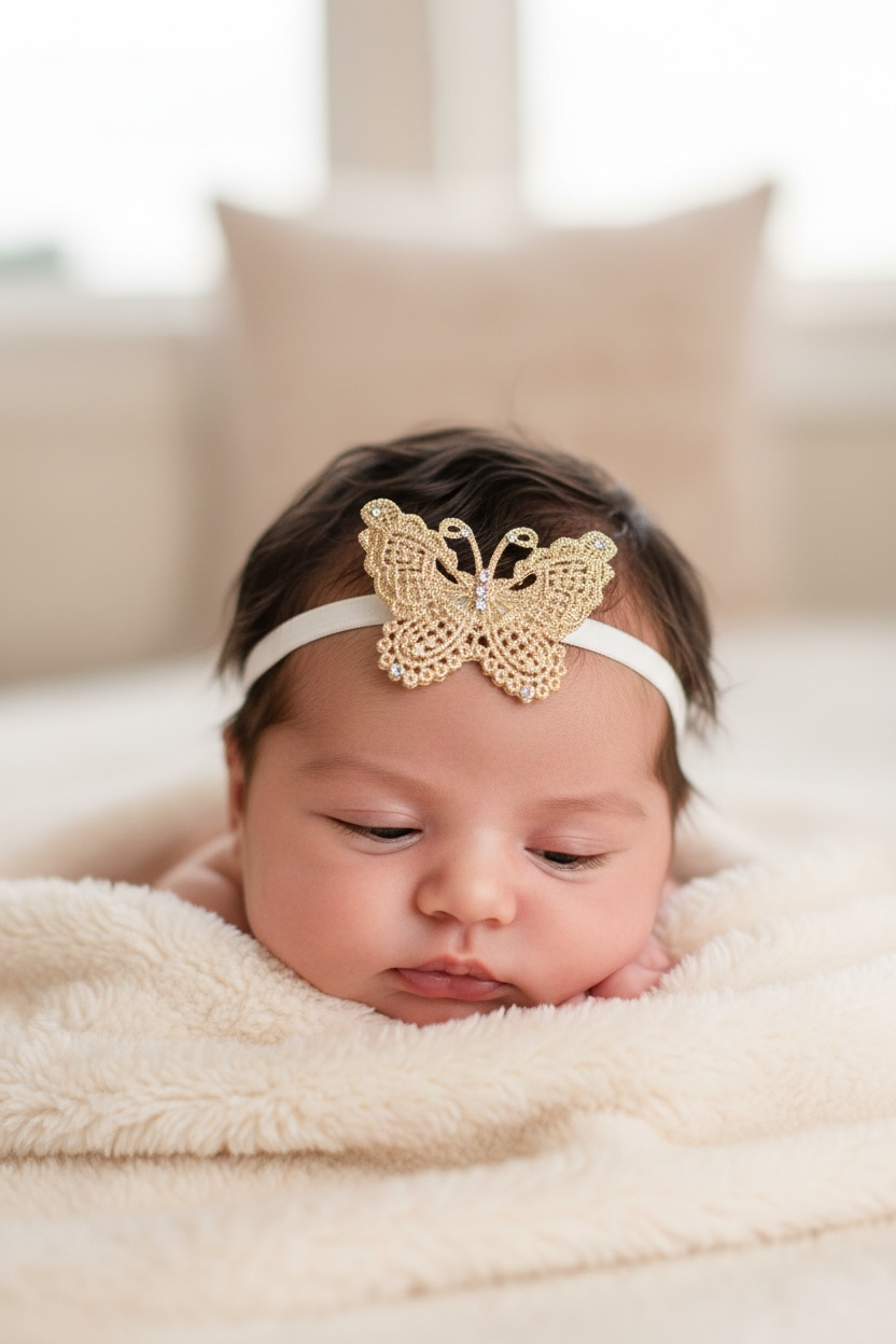 Delicate gold lace butterfly decorated with Swarovski crystals