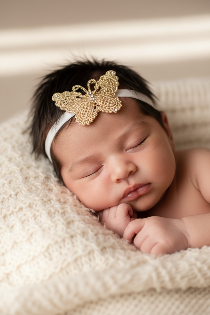 Delicate gold lace butterfly decorated with Swarovski crystals