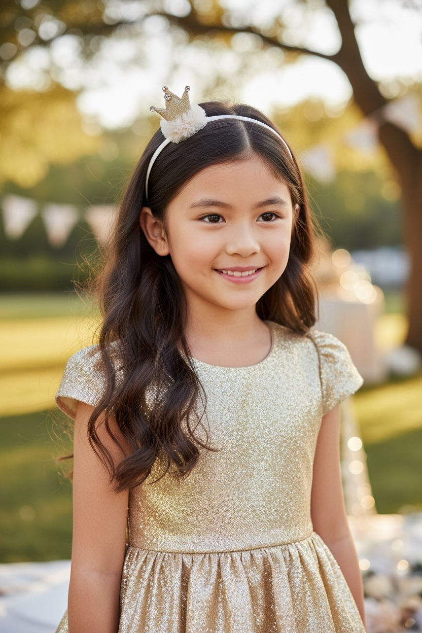 Sparkly crown on a ball of tulle sat on a satin alice band