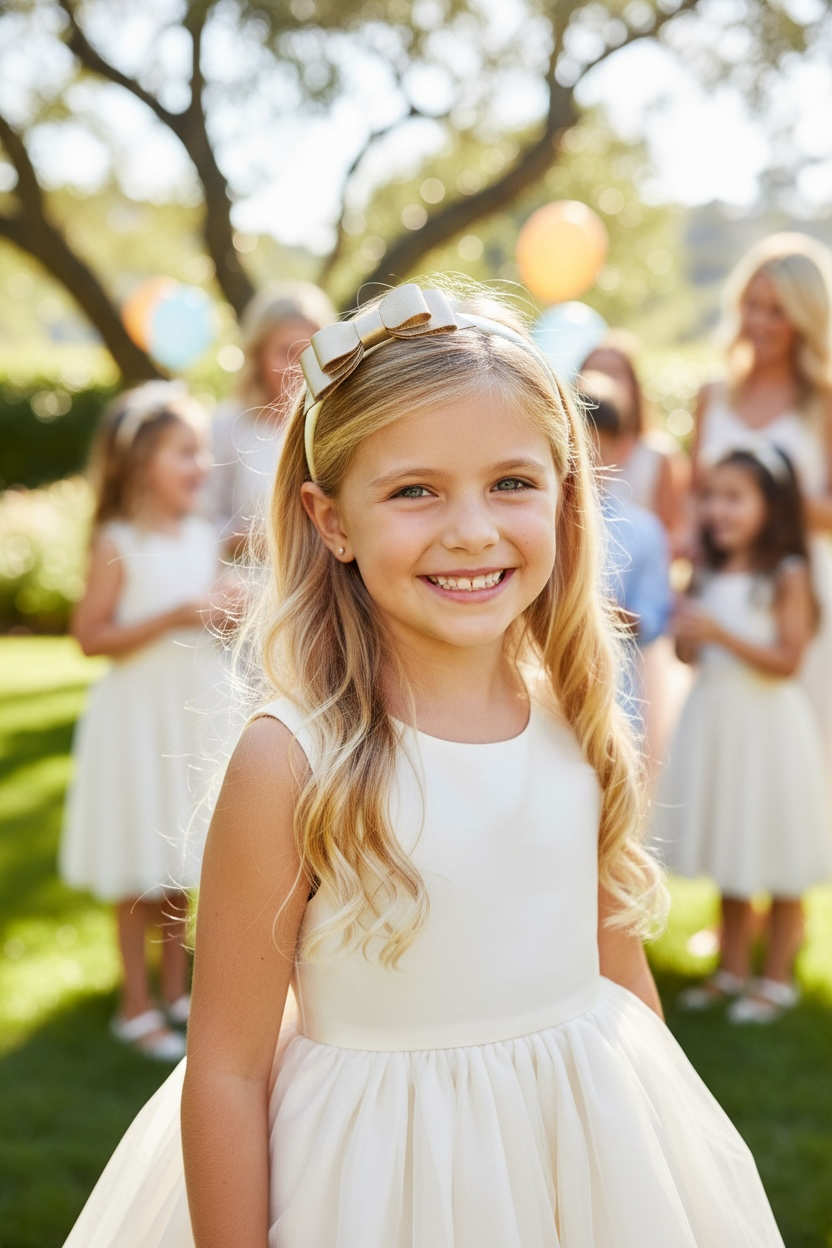 Gold leathette bow on a satin alice band