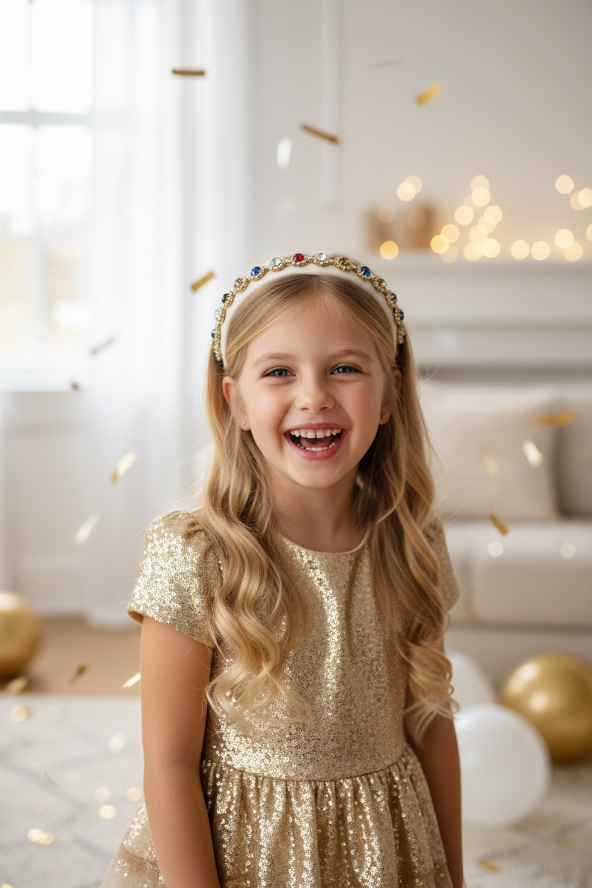 Ivory alice band with colourful stones in a gold cased diamante