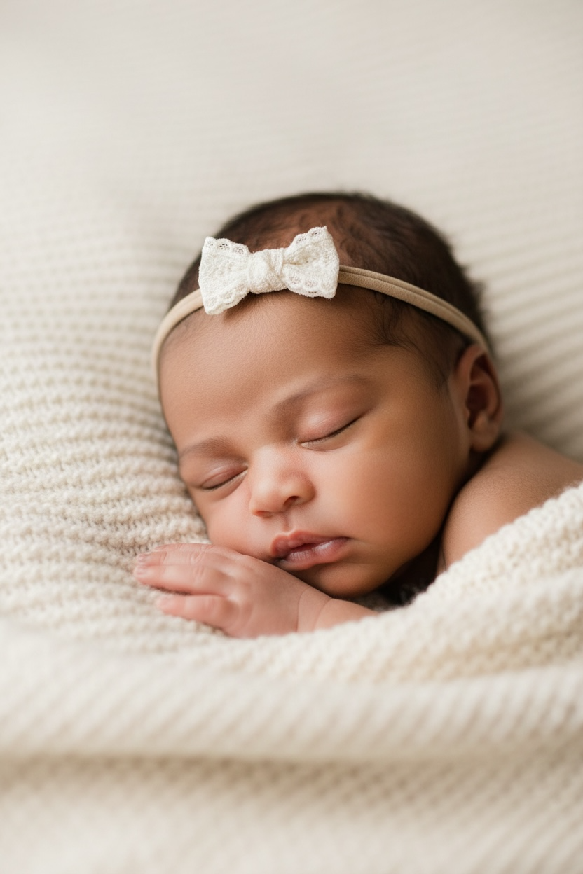 Natural lace bow on a nylon headband