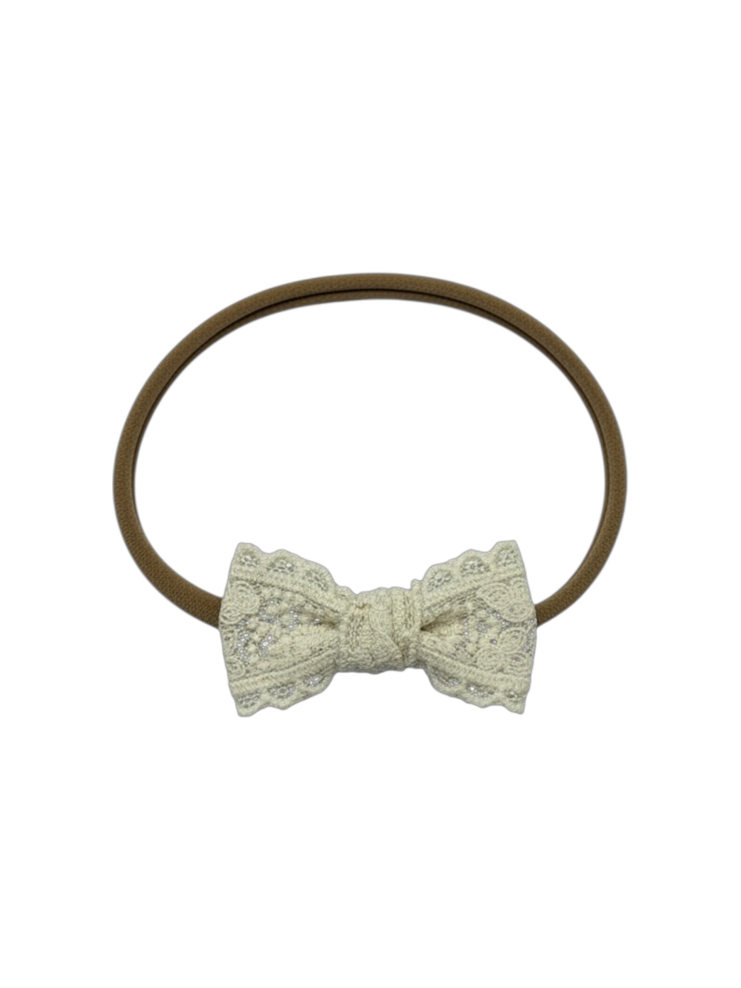 Natural lace bow on a nylon headband