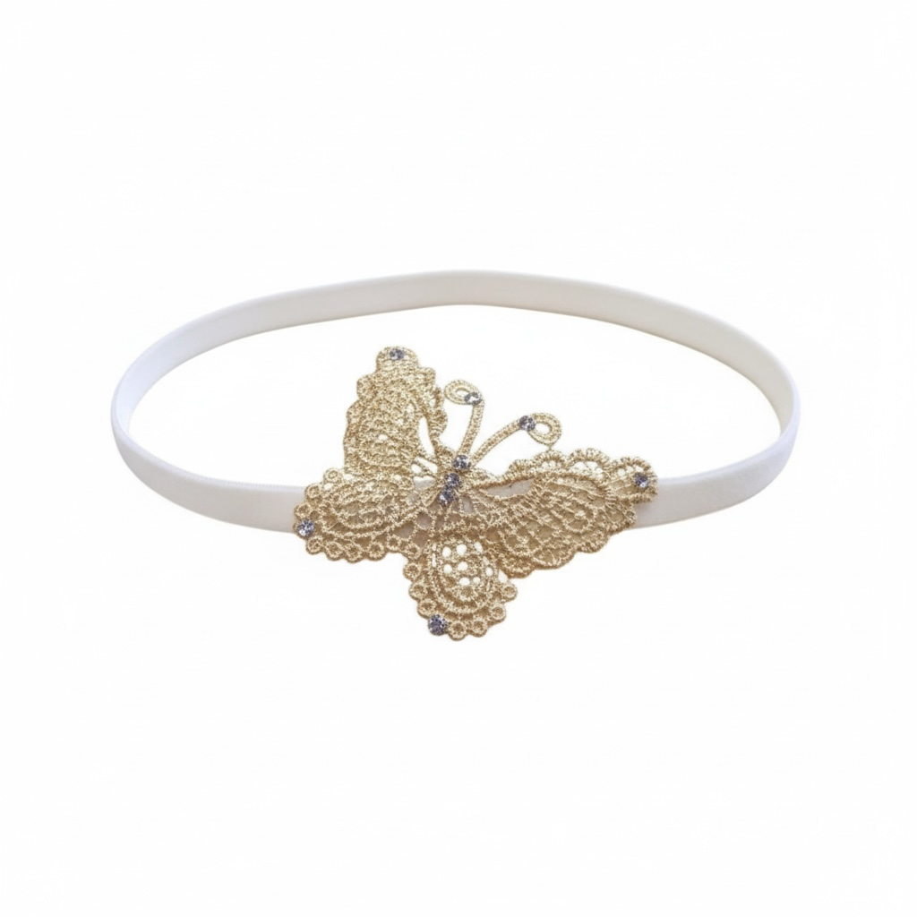 Delicate gold lace butterfly decorated with Swarovski crystals