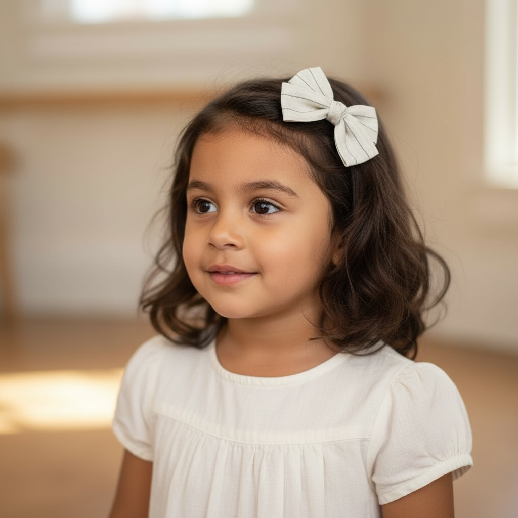 Off white stripy bow